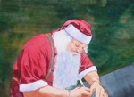 figurative, portrait, santa, christmas, branson, original watercolor painting, oberst